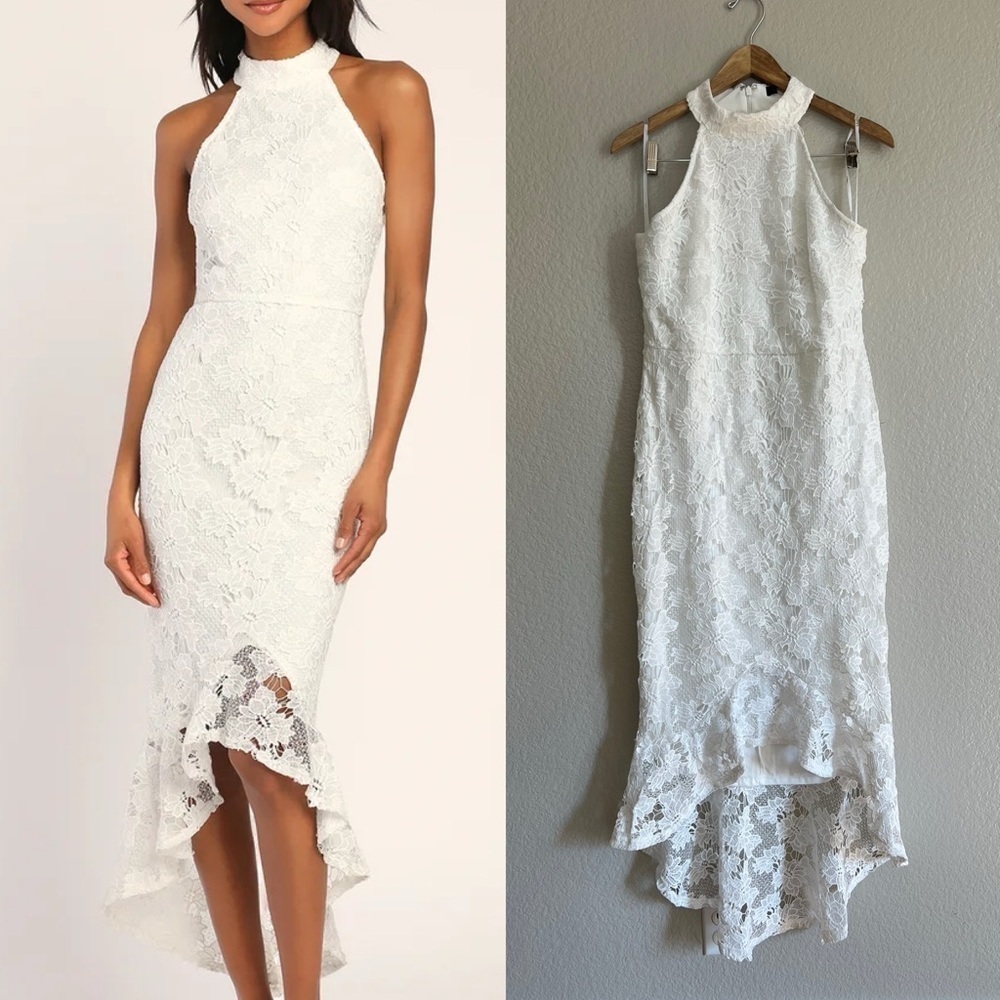 NWOT All the Charm White Lace Sleeveless High-Low Dress